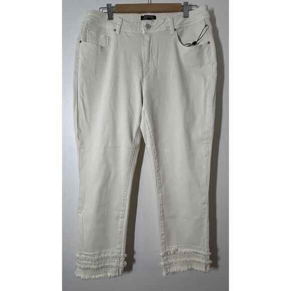 Charlie B Pants Womens 14 Cropped Raw Hem Frayed Detail Stretch Jeans - Picture 1 of 6